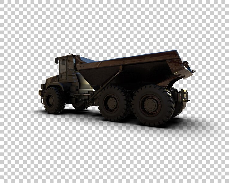 PSD articulated dump truck isolated on background 3d rendering illustration