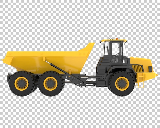 PSD articulated dump truck on transparent background 3d rendering illustration