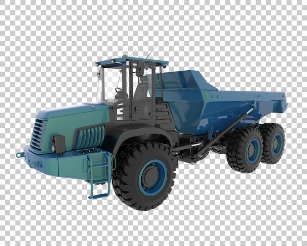 Articulated dump truck on transparent background 3d rendering illustration