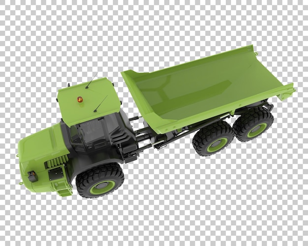 Autocarro con cassone ribaltabile articolato su sfondo trasparente 3d rendering illustrazione
