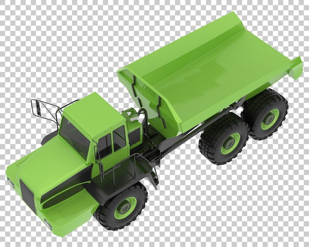 Articulated dump truck on transparent background 3d rendering illustration