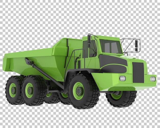 Articulated dump truck on transparent background 3d rendering illustration