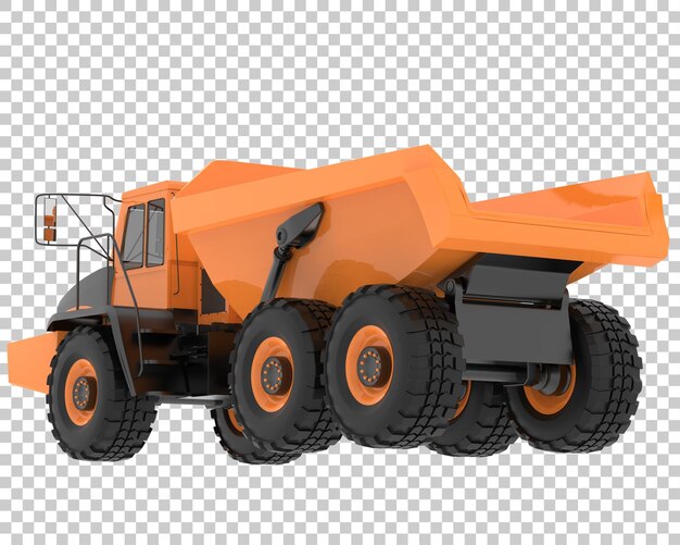 PSD articulated dump truck on transparent background 3d rendering illustration