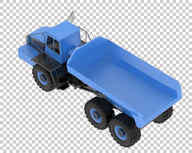 PSD articulated dump truck on transparent background 3d rendering illustration