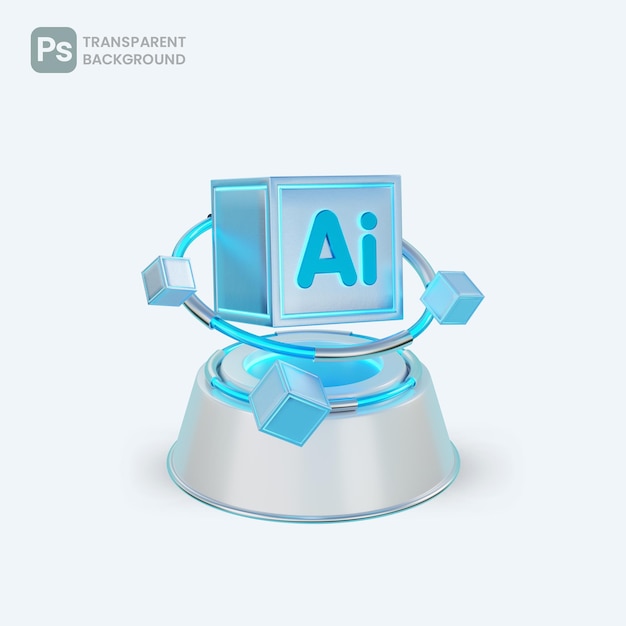 PSD artificial intelligence icon with transparent background