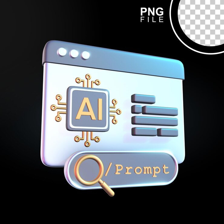 PSD artificial intelligence interface prompt 3d icon design