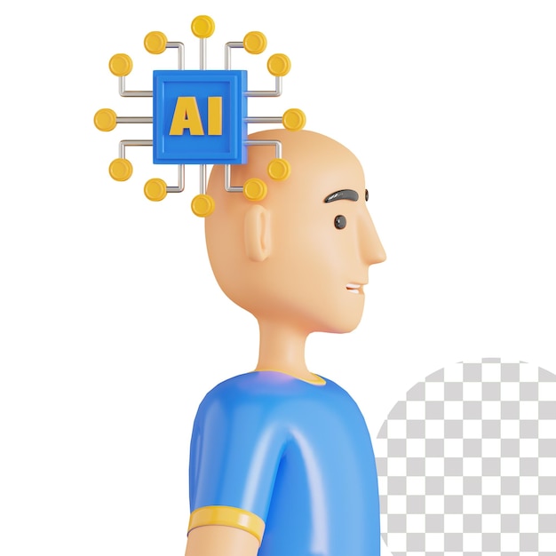 Artificial intelligence man 3d icon