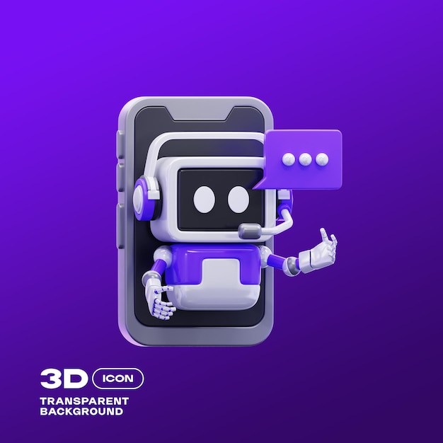 artificial intelligence robot 3d illustration icon png template