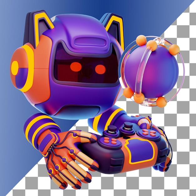 artificial intelligence robot with joystick 3d icon