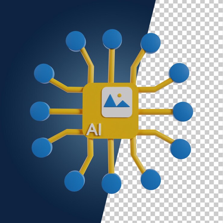 PSD artificial intelligence tech 3d render icon