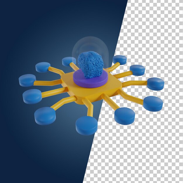 PSD 人工知能技術の3dレンダリングアイコン