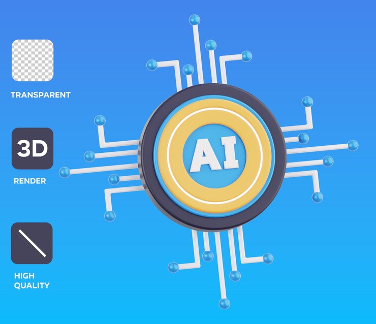 PSD artificial intelligent chip 3d icon illustration