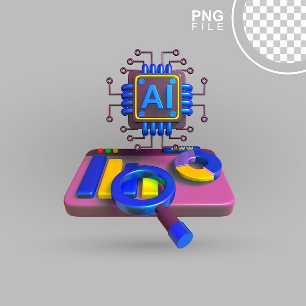 artificial intelligent data analytics 3d icon design