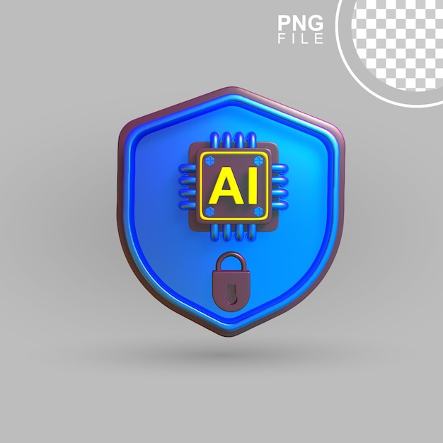 Artificial Intelligent Secure System 3D Icon Design