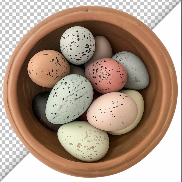 PSD artisanal eggs with transparent background focus