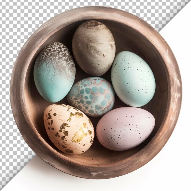 Artisanal eggs with transparent background focus