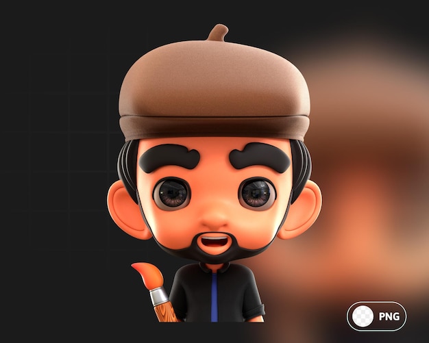 Artist 3d avatar illustration