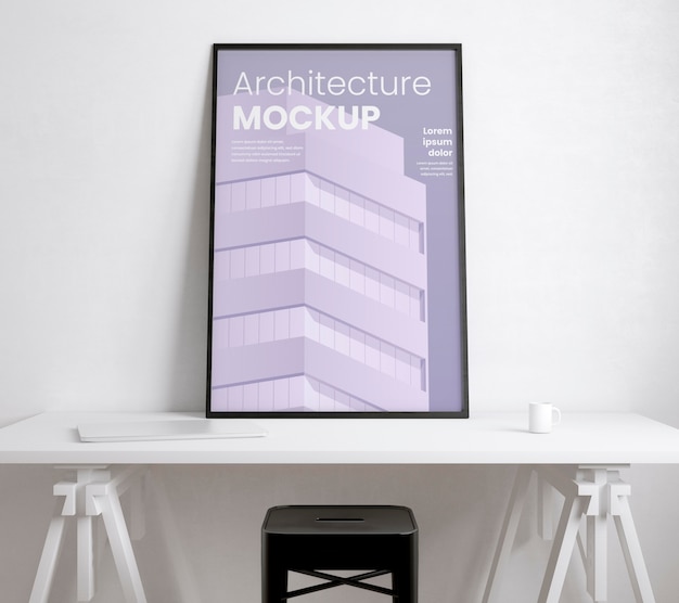 Artist room with architecture frame mockup