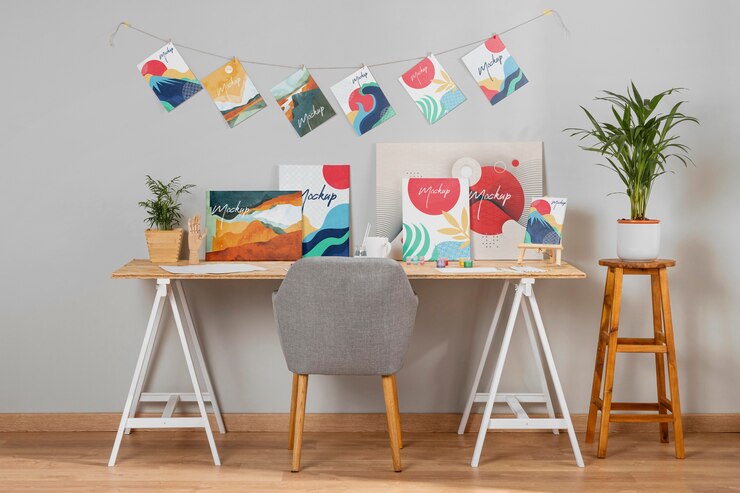 PSD artist set mockup design
