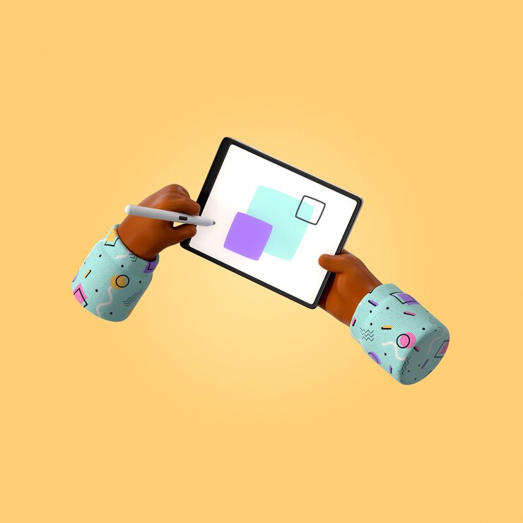 PSD artist using a digital tablet for creative work