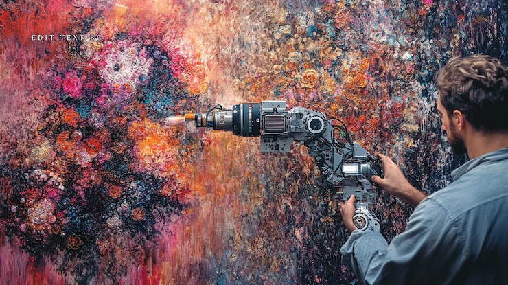 PSD artist using robotic arm to paint abstract artwork