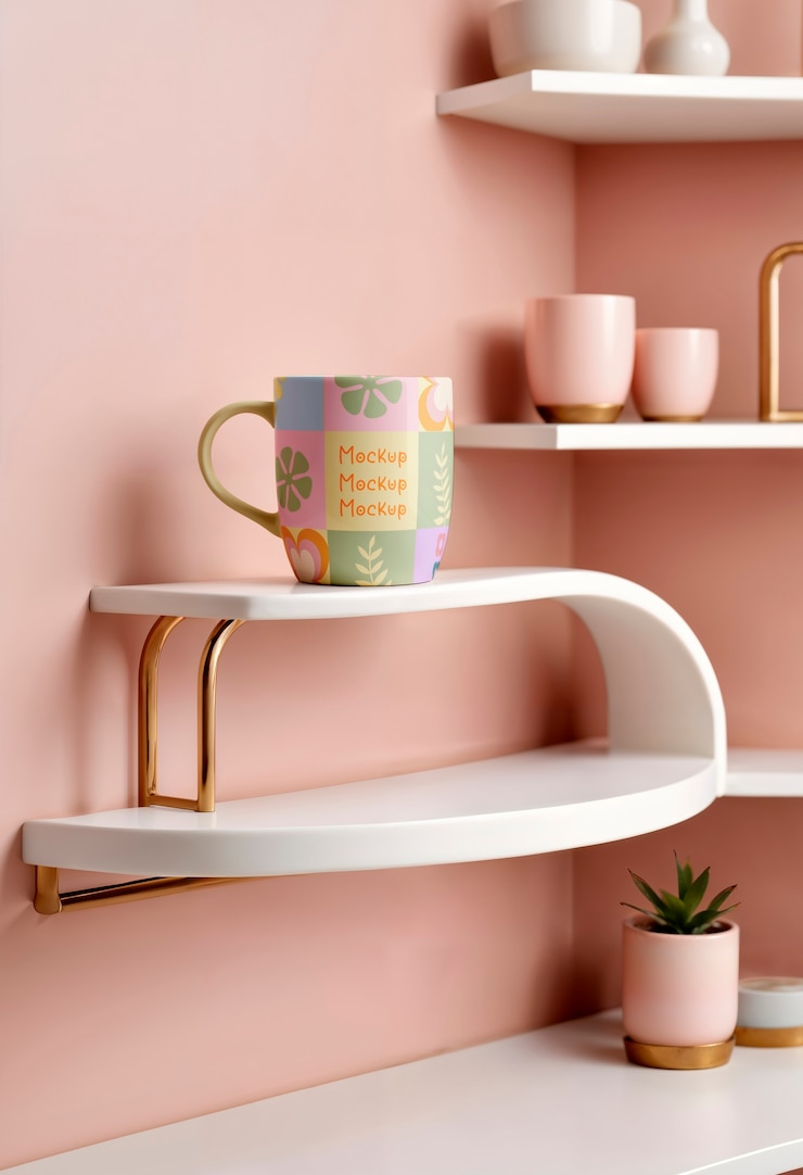 PSD artistic mug design mockup