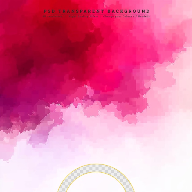 PSD artistic watercolor texture pink color on transparent background