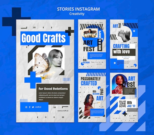 Collezione di storie di instagram di arti e mestieri