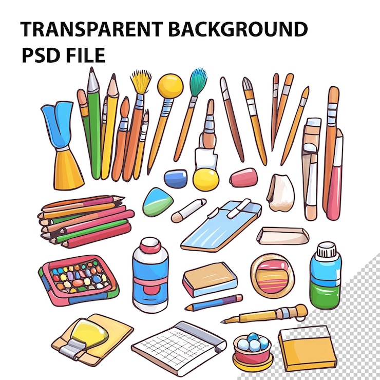 PSD 透明な背景に隔離された芸術工芸キット