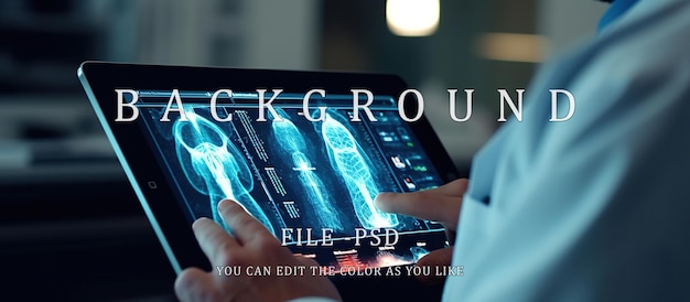 Arts die ziekte van patiënten detecteert die op digitale tablet verschijnt medisch technologieconcept