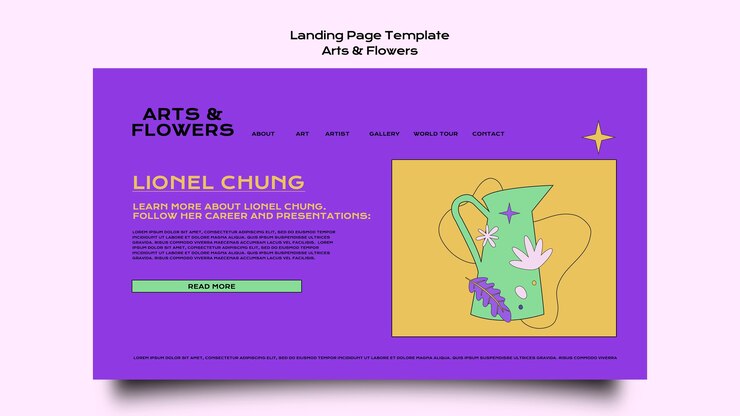 PSD arts and flowers landing page template