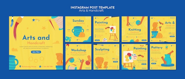 PSD arts and handcraft instagram posts template