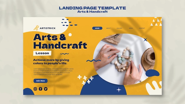 PSD arts and handcraft landing page design template