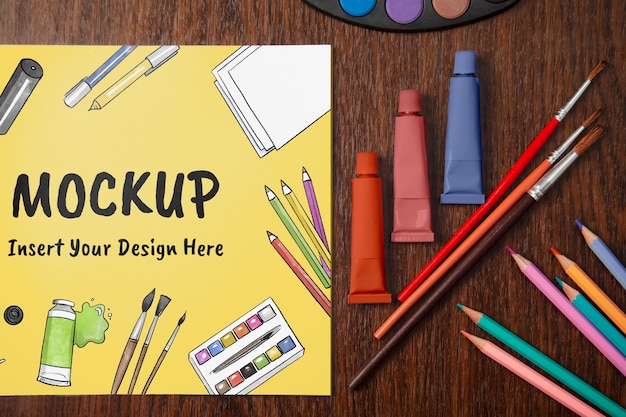 PSD arts school subject essentials mock-up design