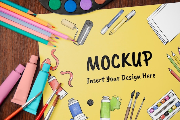 PSD arts school subject essentials mock-up design