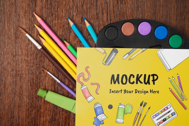 PSD arts school subject essentials mock-up design