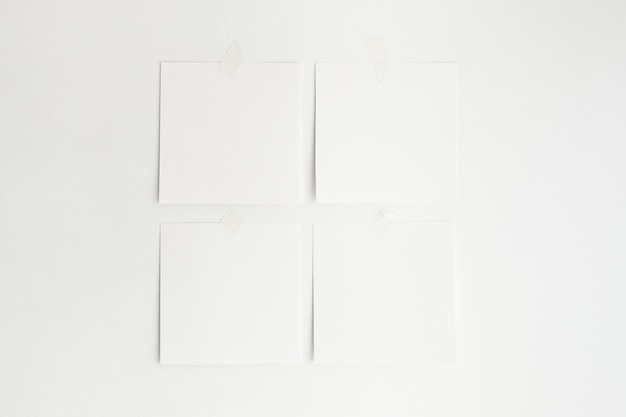 Artworks hanging on the wall white minimalistic mockup