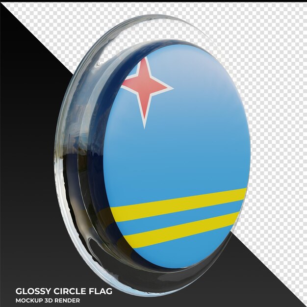 Aruba0003 Realistic 3d textured glossy circle flag