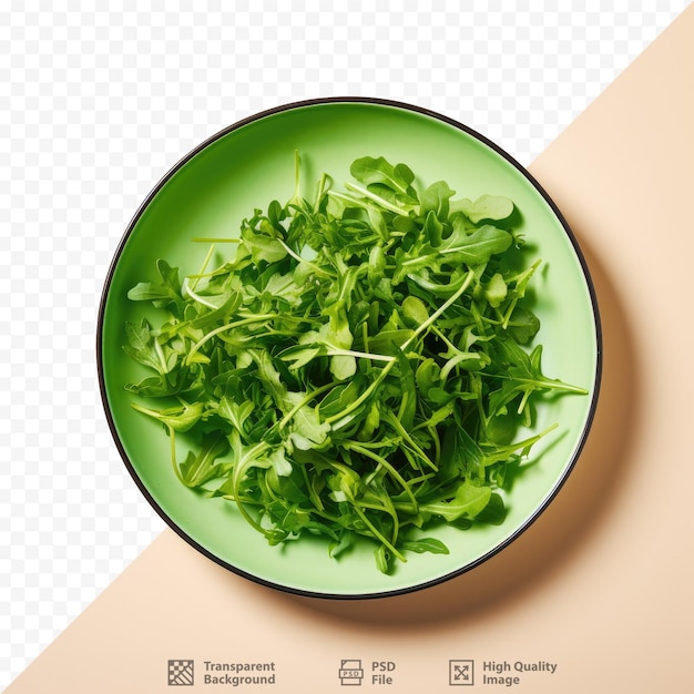 PSD arugula salad on transparent background plate