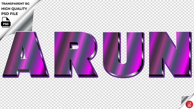 PSD arun typography purple light text metalic psd transparent