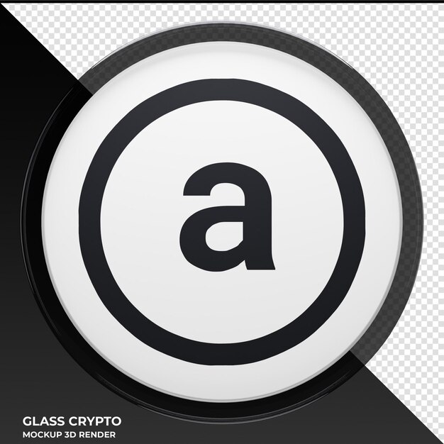 PSD arweave ar glass crypto coin ilustracja 3d