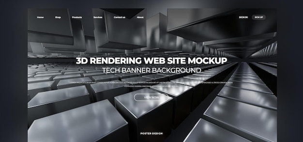 Asbtract 3D render cube background website abstract Landing Page Template