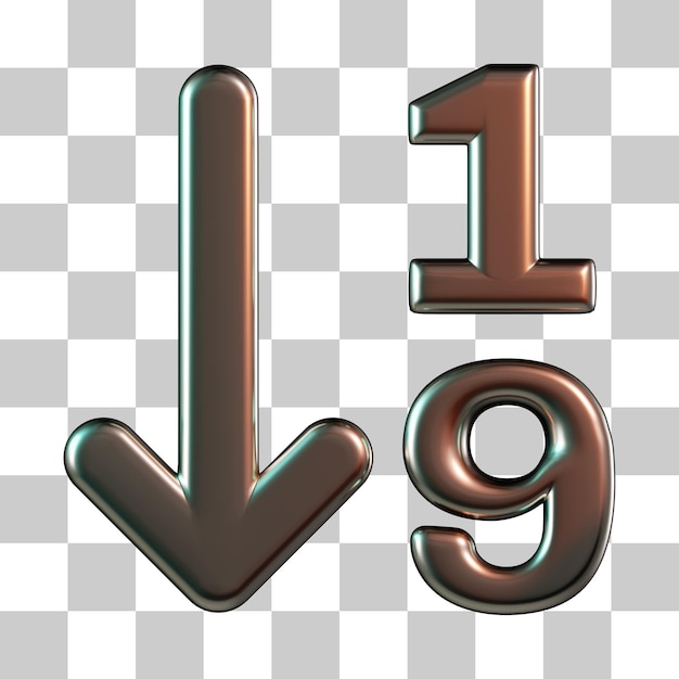 Ascending number arrow 3d icon