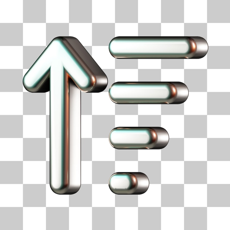PSD ascending order 3d icon