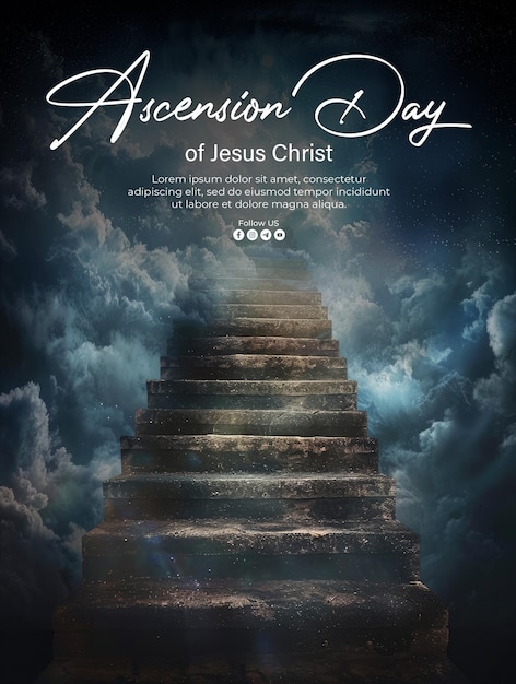 Ascension poster of jesus christ with background stairway to heaven