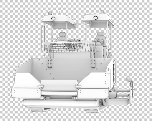 Asfalt bestratingsafwerkmachine op transparante achtergrond 3D-rendering illustratie