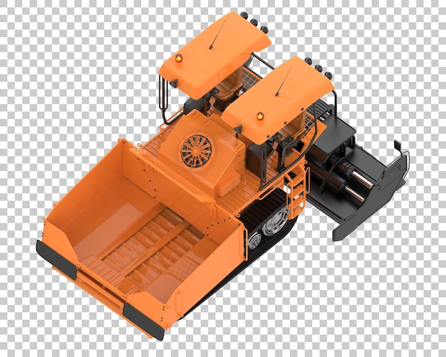 Asfalt bestratingsafwerkmachine op transparante achtergrond 3D-rendering illustratie