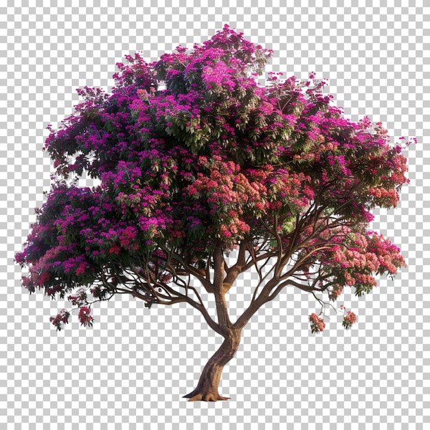 투명 한 배경 에 분리 된 분홍색 꽃 을 가진 애쉬 립 본사이 꽃 나무