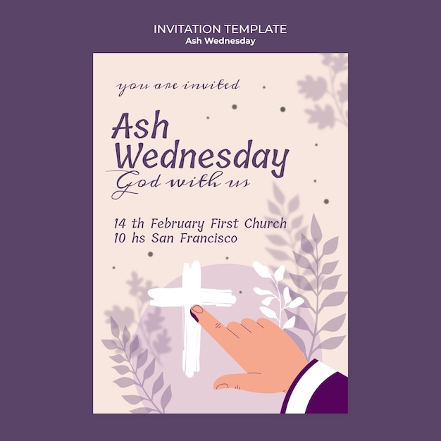 PSD ash wednesday celebration invitation template