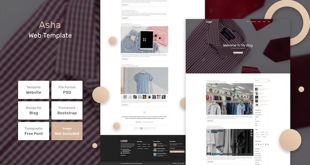 PSD asha blog web page template